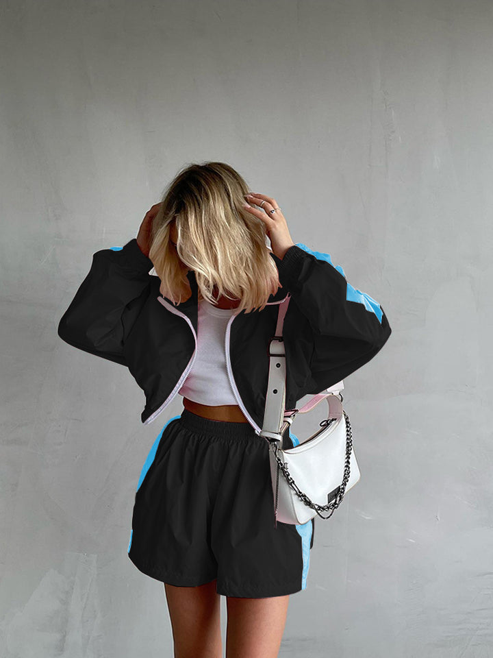 Women's Sporty Short Jacket and Shorts Set Lisslune