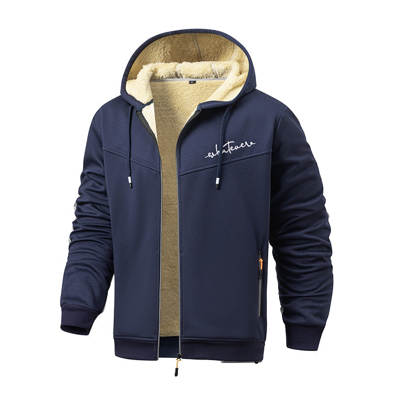 Men's sporty fleece jacket with modern stand-up collar and pockets Lisslune