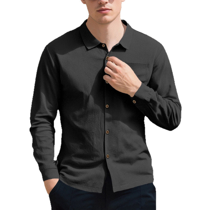 Men's casual long sleeve shirt made of breathable fabric with stylish buttons Lisslune