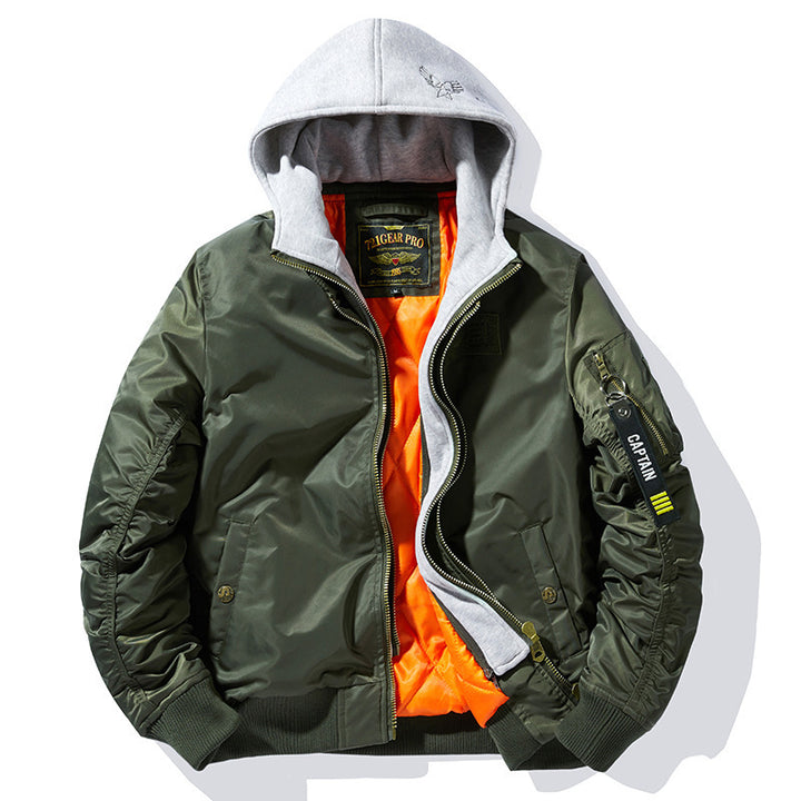 Men's Multifunctional Bomber Jacket with Removable Hood Lisslune
