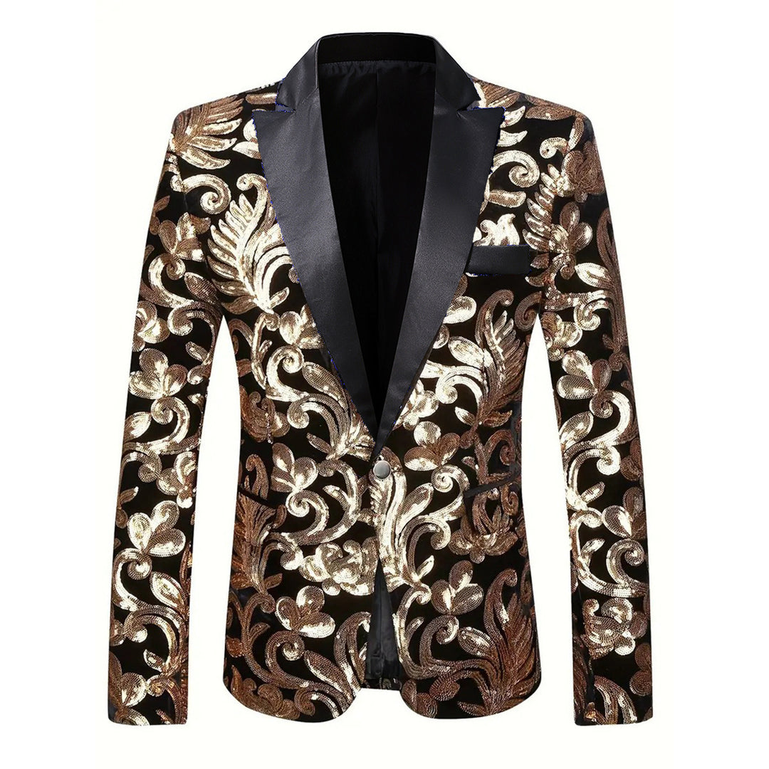 Men's elegant velvet blazer with floral sequin patterns Lisslune