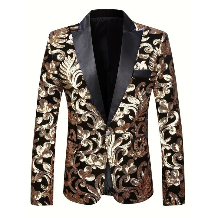 Men's elegant velvet blazer with floral sequin patterns Lisslune