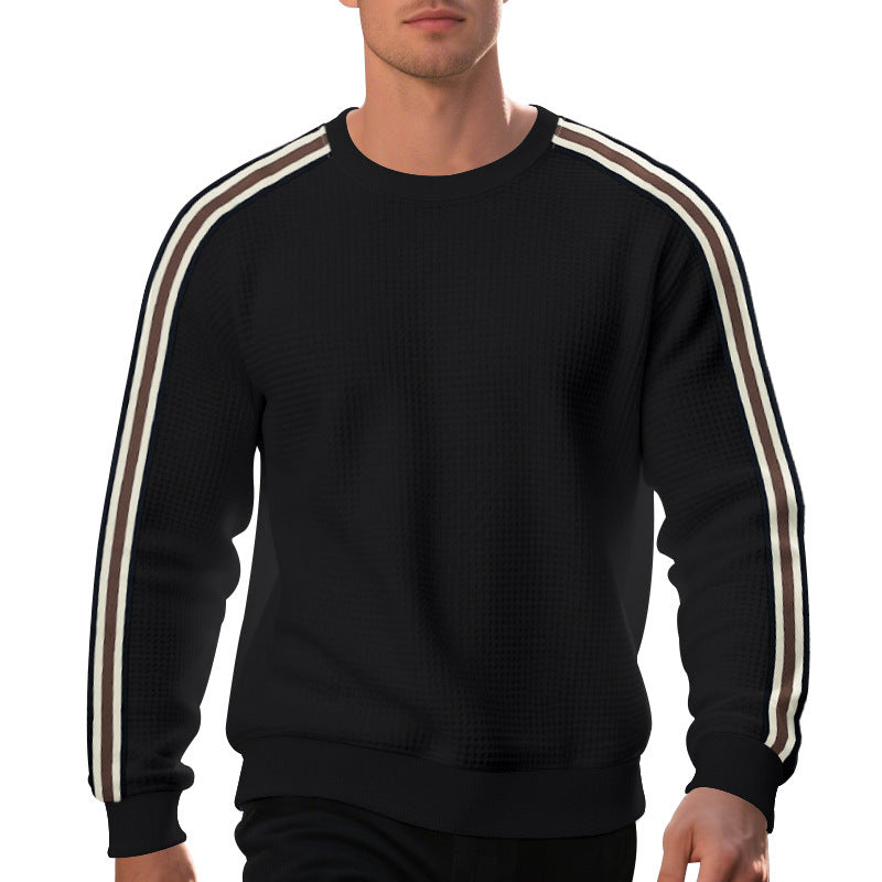 Men's fashionable knitted sweater with textured fabric and sporty stripes Lisslune