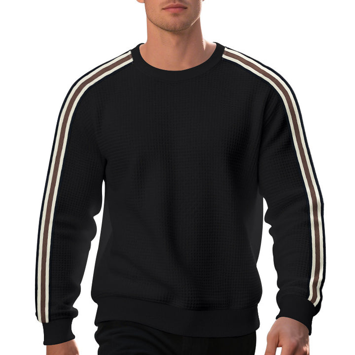 Men's fashionable knitted sweater with textured fabric and sporty stripes Lisslune