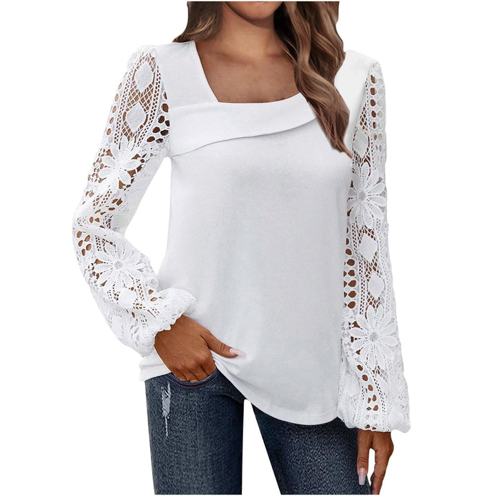 Women's blouse with floral lace sleeves and voluminous cut Lisslune