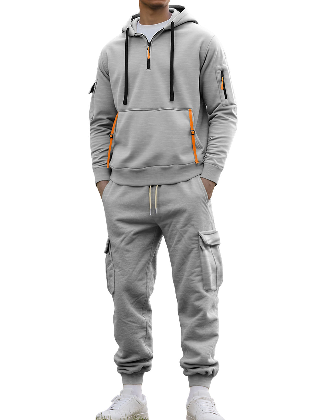 Men's Functional Sports Set with Hood and Practical Pockets Lisslune