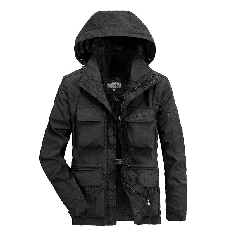 Men's Outdoor Jacket with Warm Lining and Multifunctional Pockets Lisslune