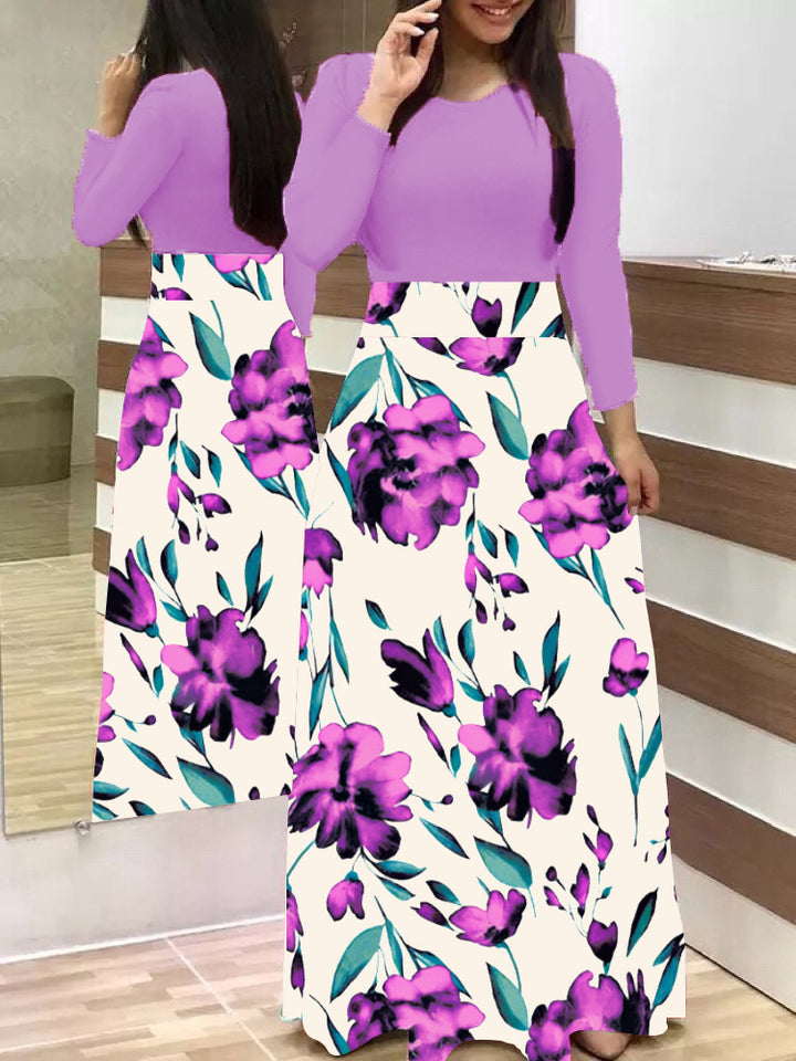Damen Elegantes Maxikleid mit grafischem Druck und flexiblem Bund Lisslune