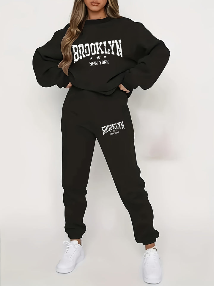 Women's hoodie and jogger set with urban Brooklyn design Lisslune