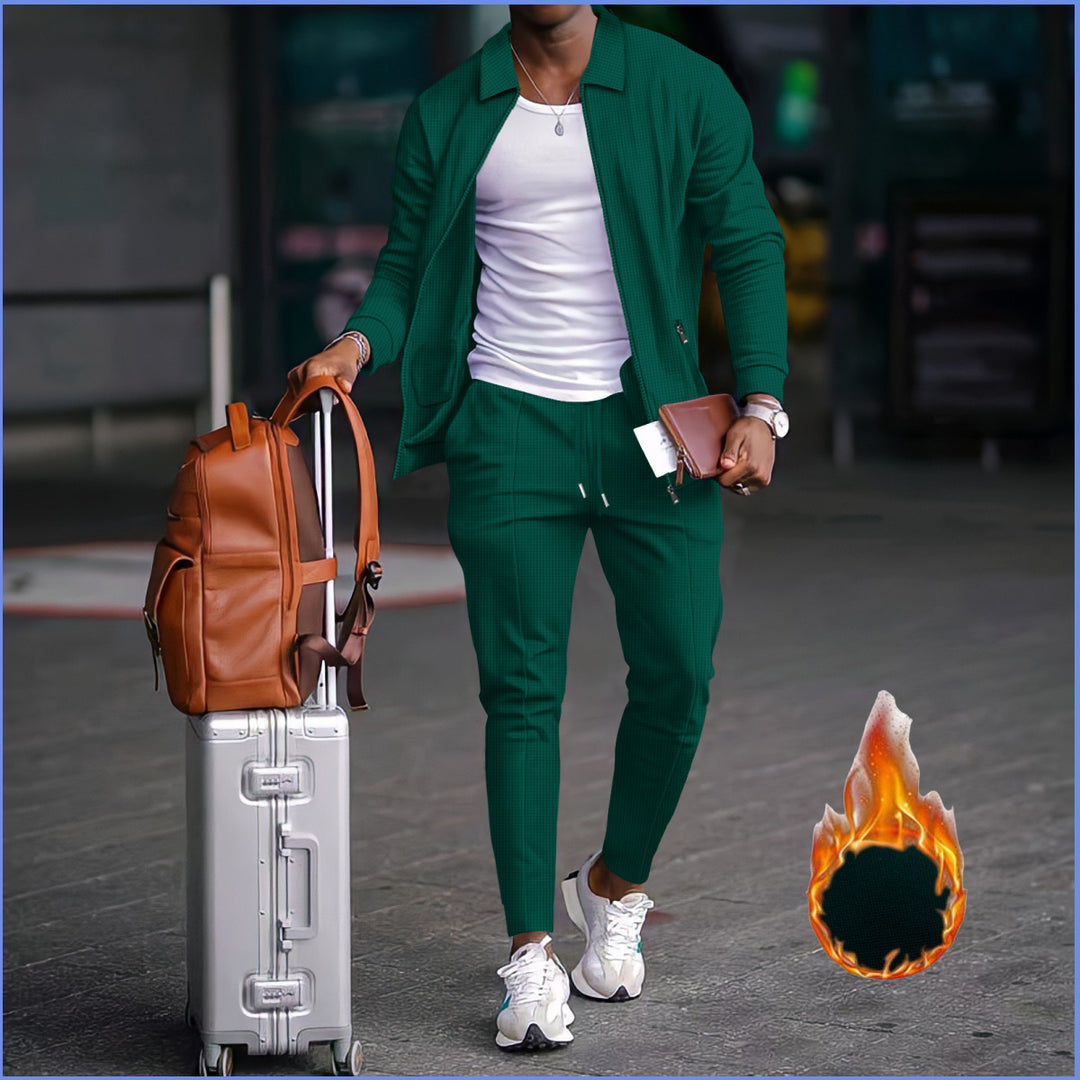 Men's sporty leisure suit with textured design and elastic waistband Lisslune