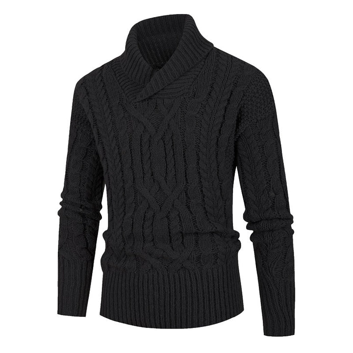 Men's chunky knit sweater with shawl collar and refined cable pattern Lisslune