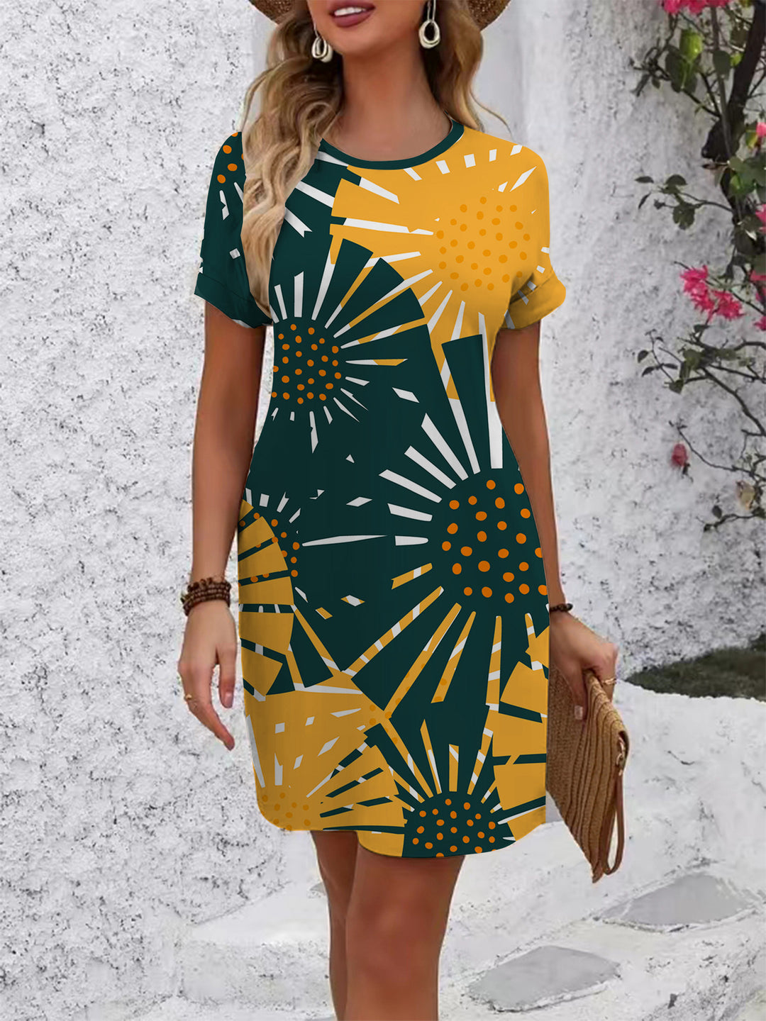 Women colorful mandala dress in casual cut Lisslune