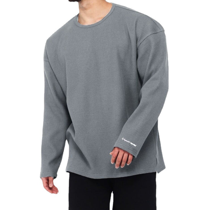 Men's long sleeve shirt with textured rib pattern and modern fit Lisslune
