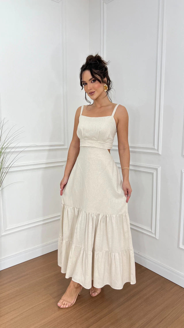 Women's maxi dress with tailored top and voluminous skirt Lune London
