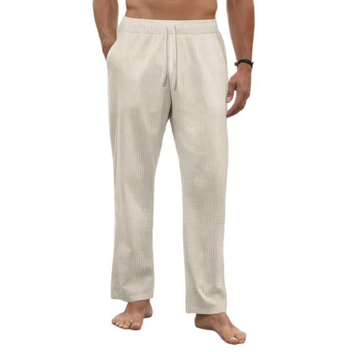 Men's loose leisure pants with elastic waistband and textured design Lisslune