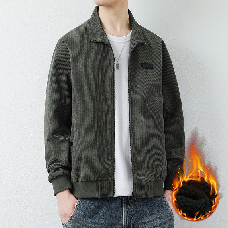 Men's cord jacket with high collar and practical pockets Lisslune