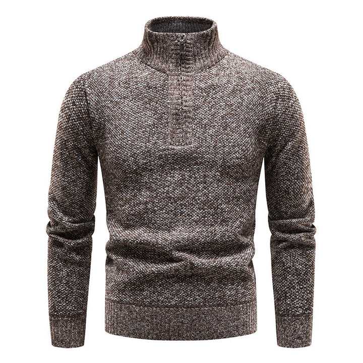 Men's Stylish Knit Sweater with High Collar and Textured Design Lisslune