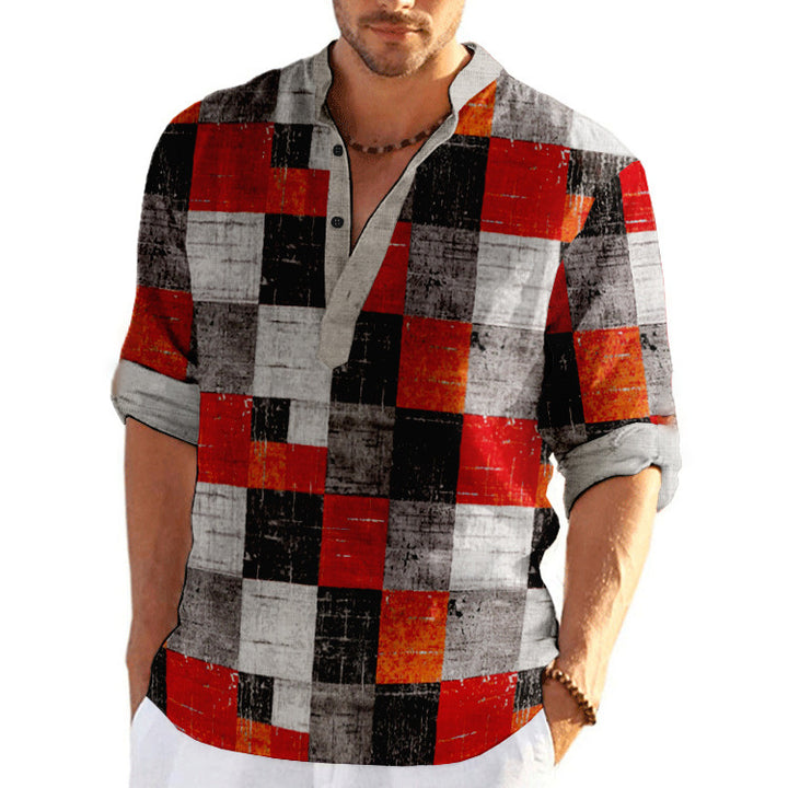 Men's Casual Short Sleeve Shirt in Modern Check Pattern Lisslune