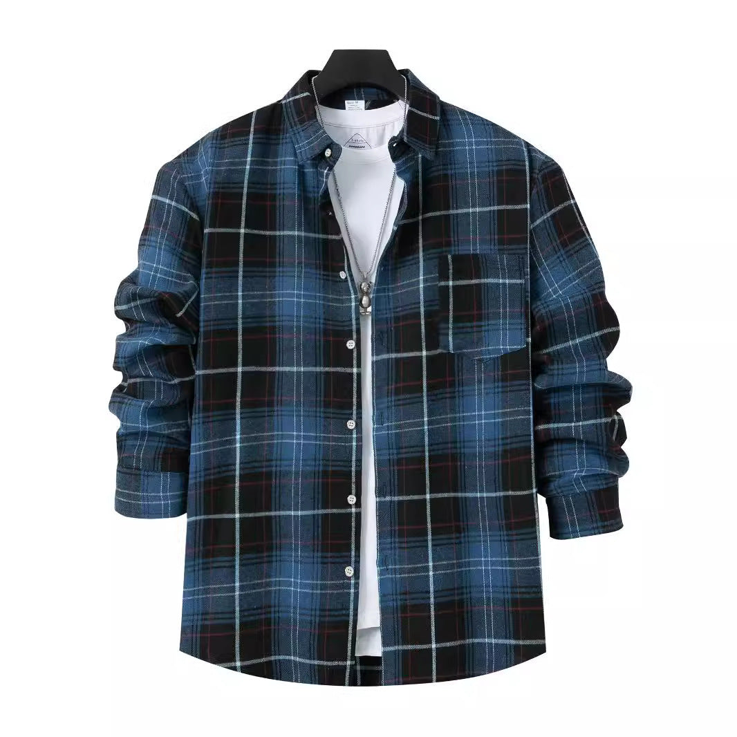 Men's check shirt with modern details and practical chest pocket Lisslune