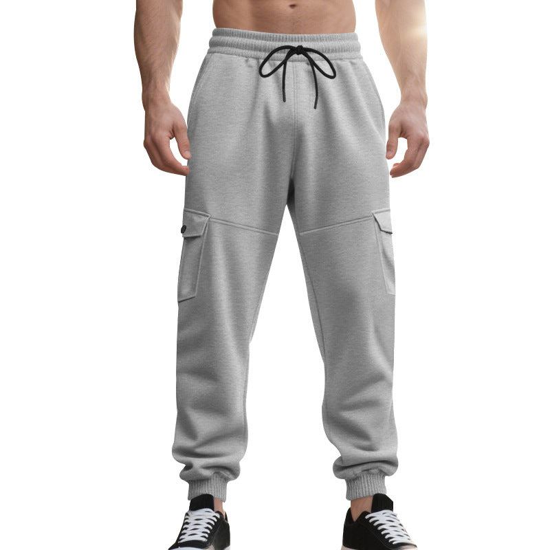 Men's cargo training pants with elastic waistband and practical side pockets Lisslune