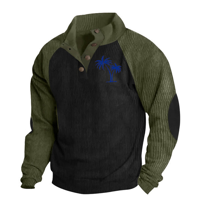 Men's casual sweater with stylish standing collar and contrasting sleeve structures Lisslune