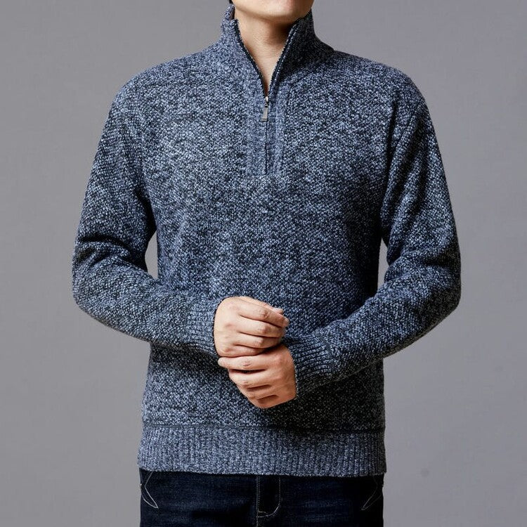 Men's knit sweater with modern stand-up collar and textured surface Lisslune