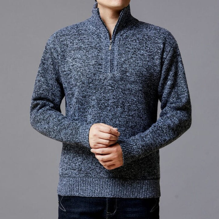 Men's knit sweater with modern stand-up collar and textured surface Lisslune