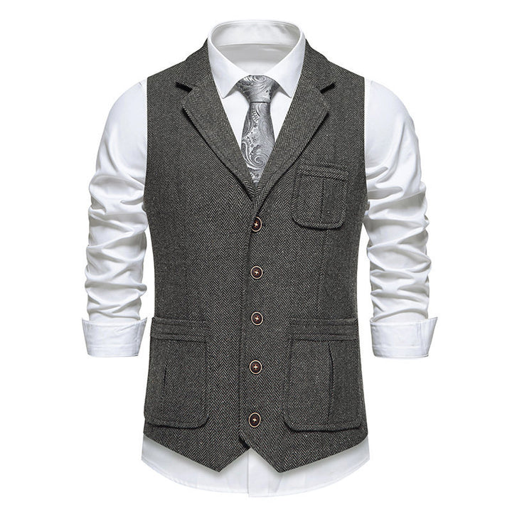 Men's suit vest in classic herringbone design with practical pockets Lisslune