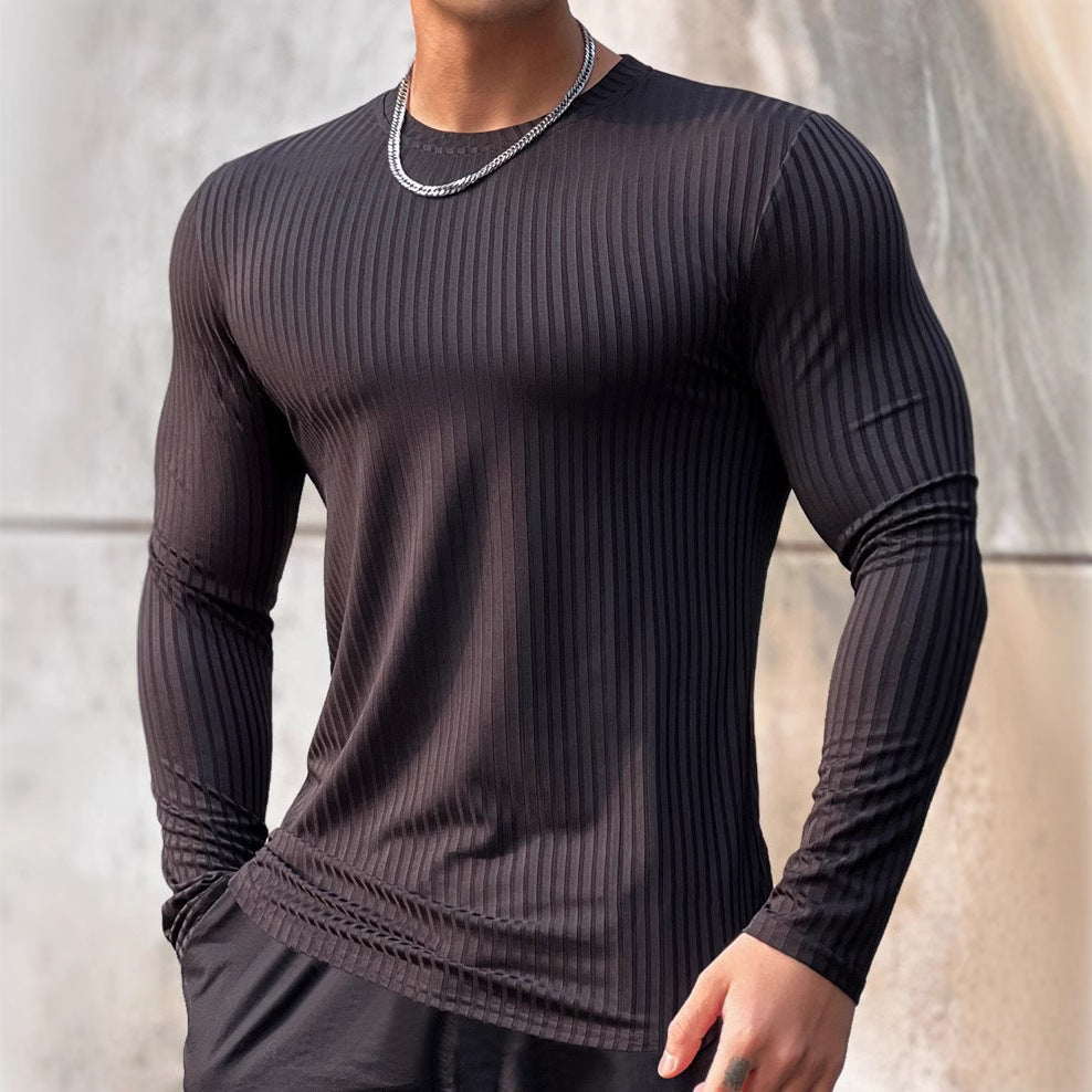 Men's long-sleeve shirt with textured ribbed pattern and sporty fit Lisslune