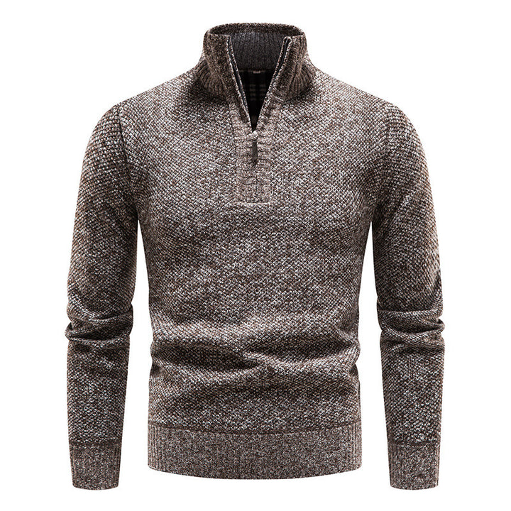 Men's sporty knit sweater with half zipper and textured design Lisslune