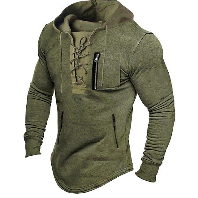 Men's stylish hoodie with unique lacing design Lisslune