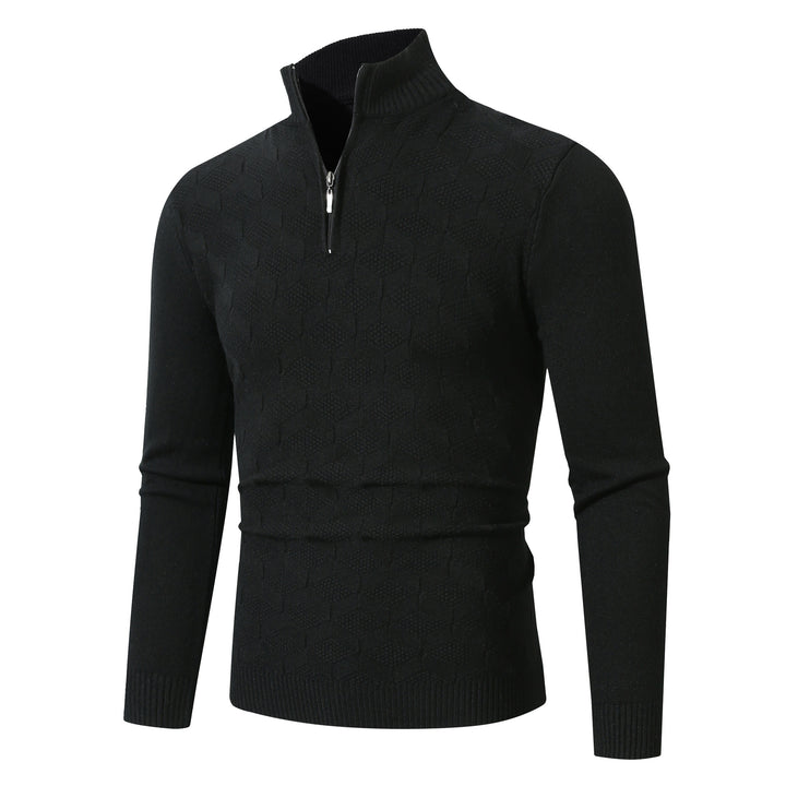 Men's stylish knitted sweater with half zipper and textured design Lisslune