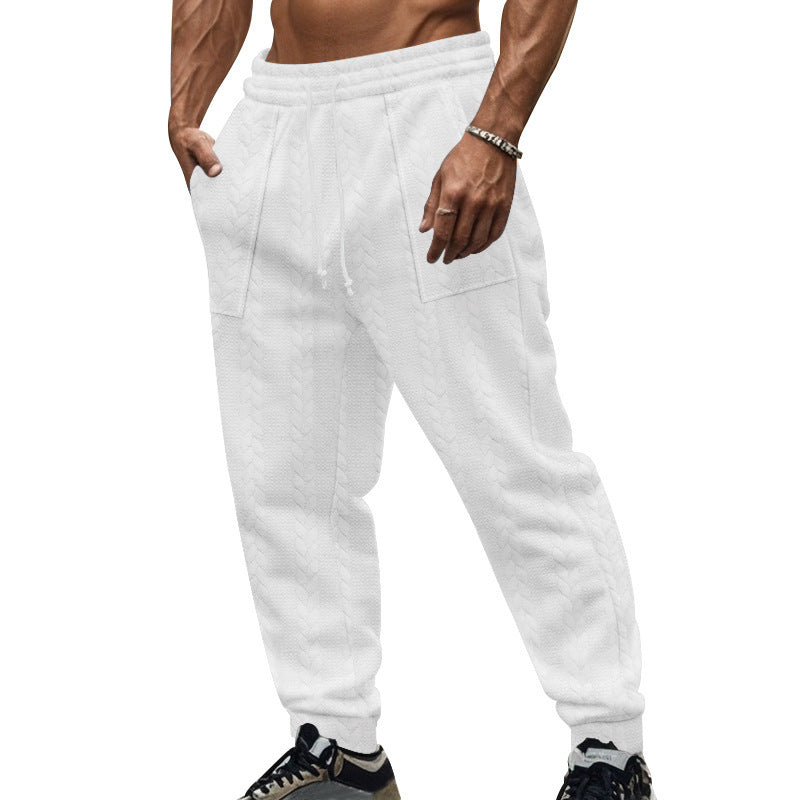Men's leisure pants made of textured fleece with practical side pockets Lisslune