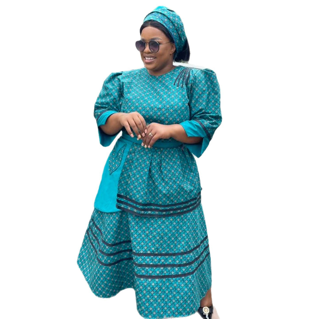 Women's maxi dress with textured design and fashionable belt Lisslune