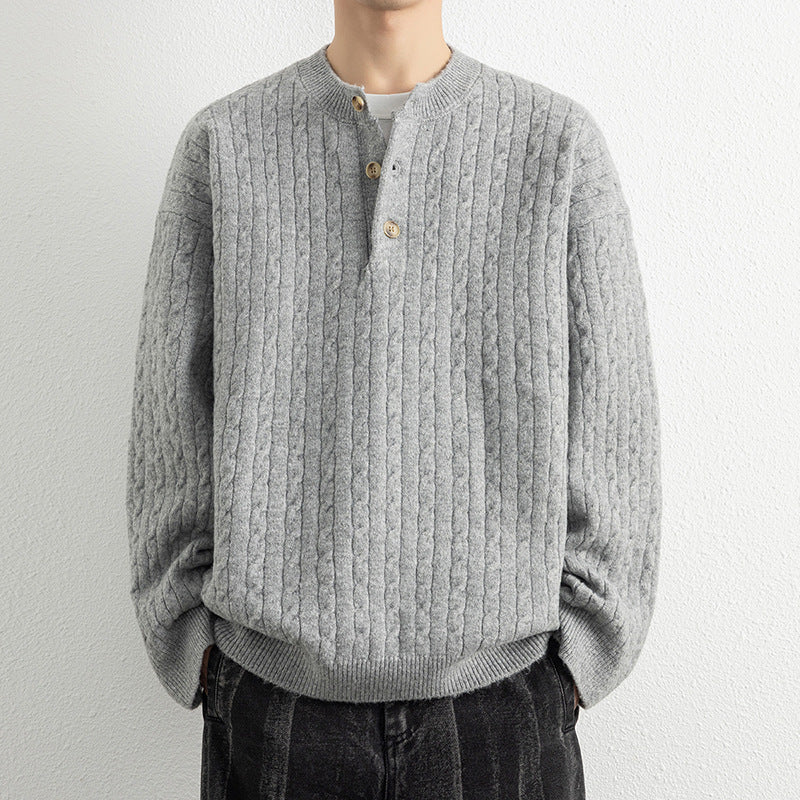 Men's sweater with button details and textured surface Lisslune