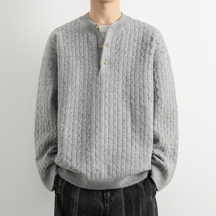 Men's sweater with button details and textured surface Lisslune