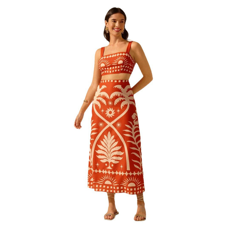 Ladies Crop Top and Maxi Skirt Set Lune London