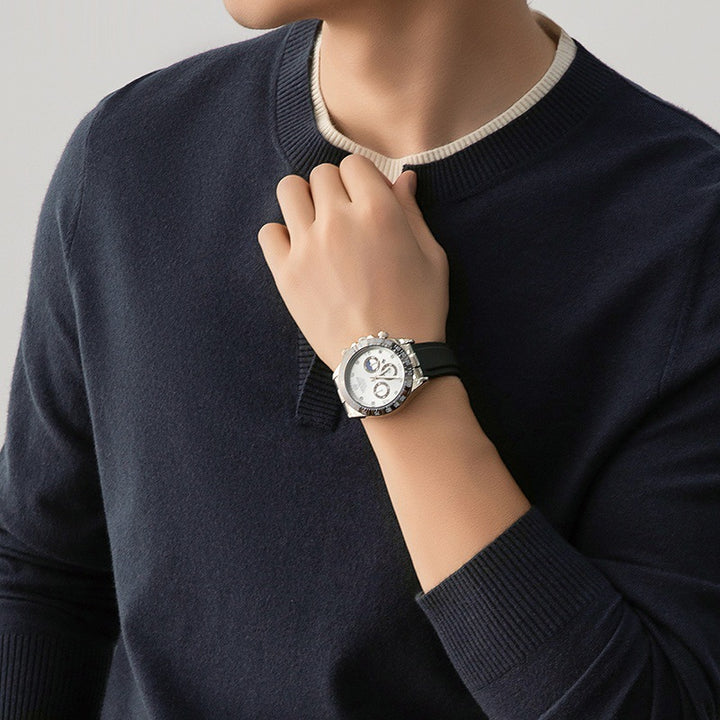 Men's watch strap with sporty design and multifunction hands Lisslune