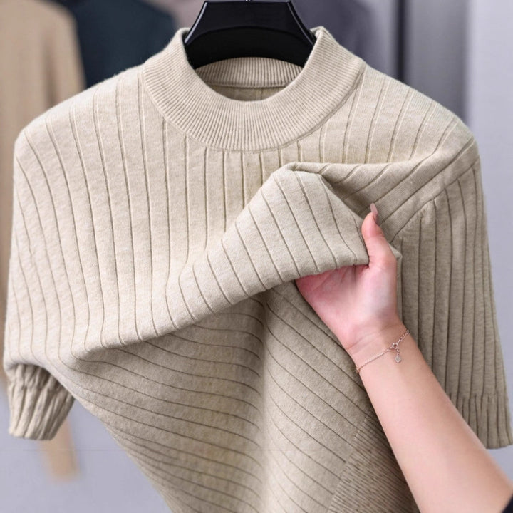 Men's knit sweater with modern rib design and high collar Lisslune