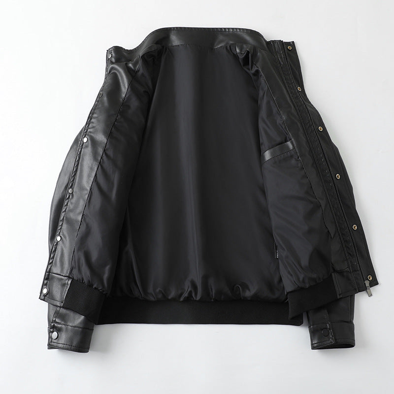 Men's elegant synthetic leather jacket with practical pockets Lisslune