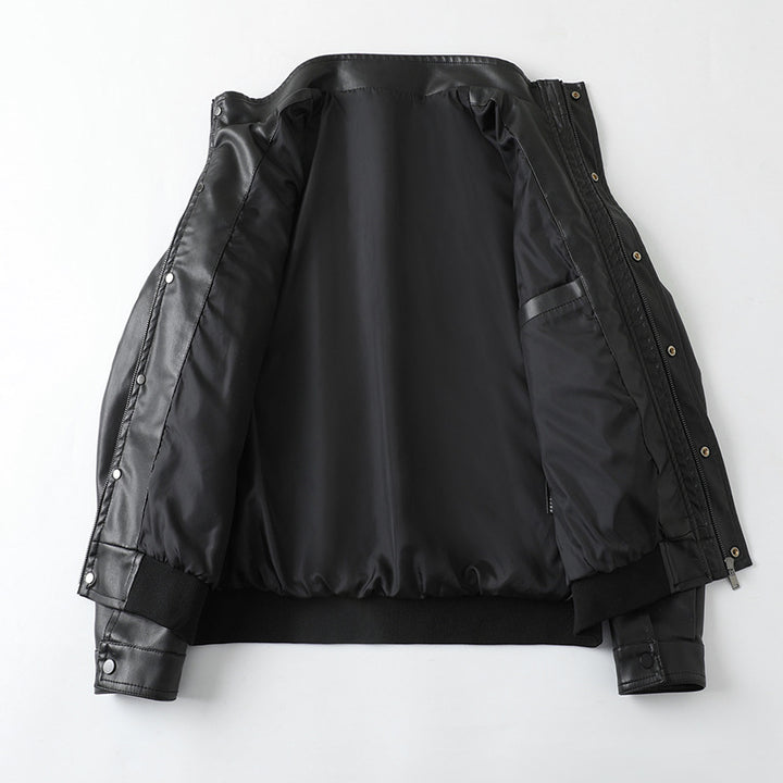 Men's elegant synthetic leather jacket with practical pockets Lisslune