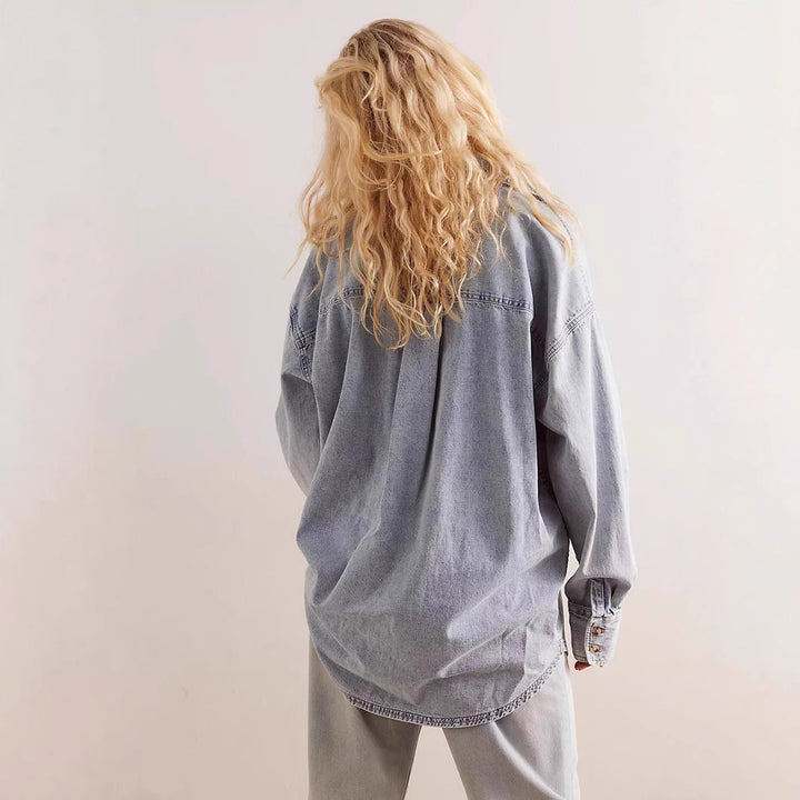 Women Oversized Denim Shirt Lisslune