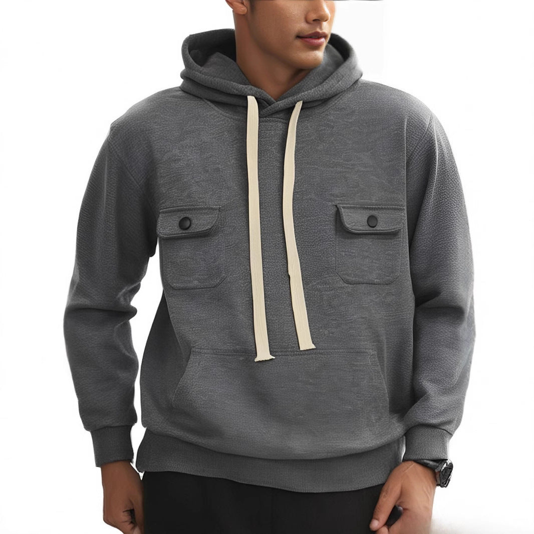 Men's hoodie with practical pockets and textured design Lisslune