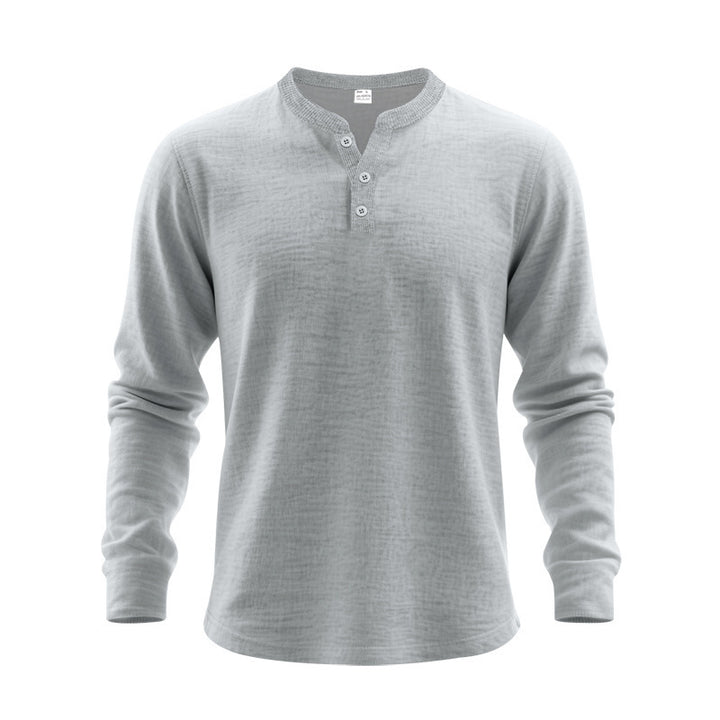 Men's Long Sleeve Shirt with Button Placket Lisslune