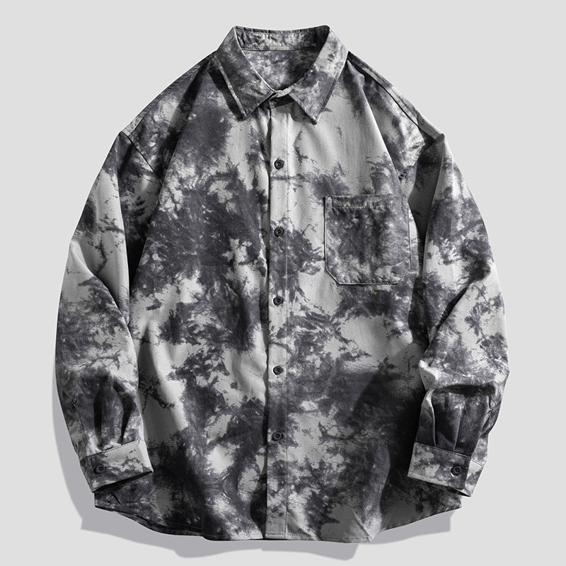 Men's Casual Designer Shirt with Unique Tie-Dye Pattern Lisslune