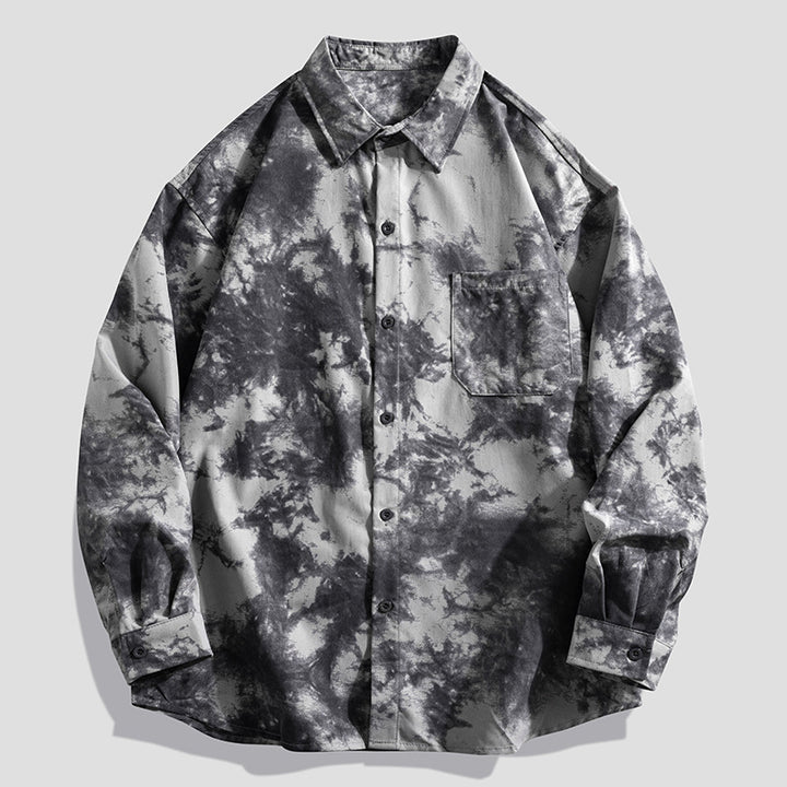 Men's Casual Designer Shirt with Unique Tie-Dye Pattern Lisslune