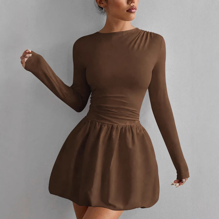 Damen Figurumspielendes Kleid mit langen Ärmeln und gerafftem Saum Lisslune