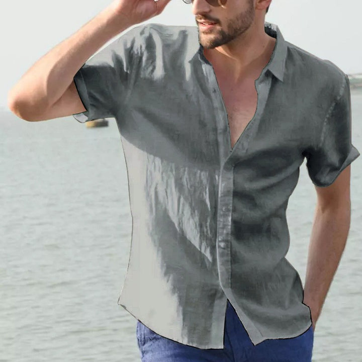 Men's Short Sleeve Shirt with Light Cotton Fabric Lisslune