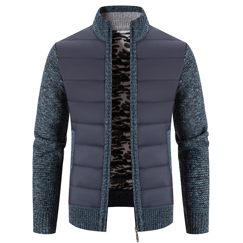 Men's quilted jacket with fashionable knit sleeves Lisslune