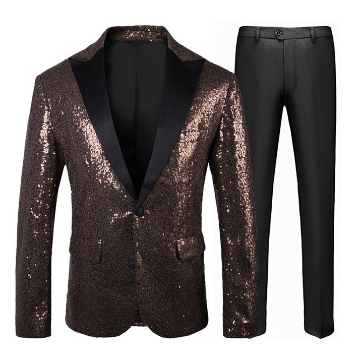 Men's Glittering Tuxedo Set with Elegant Cut Lisslune